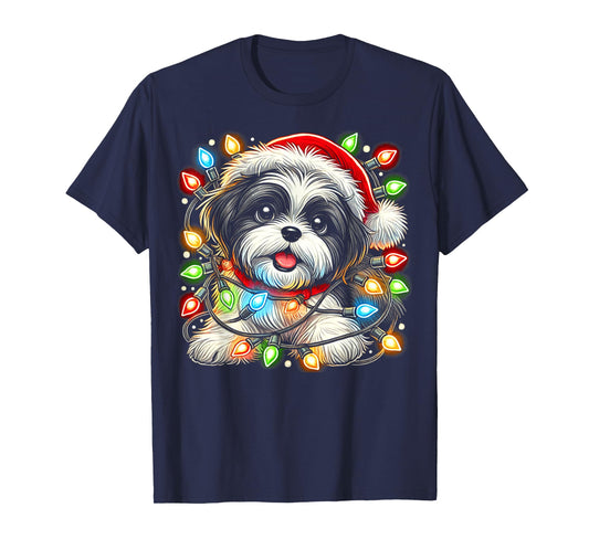 Merry Christmas Xmas Shih Tzu Santa Dog Men Women Kids T-Shirt