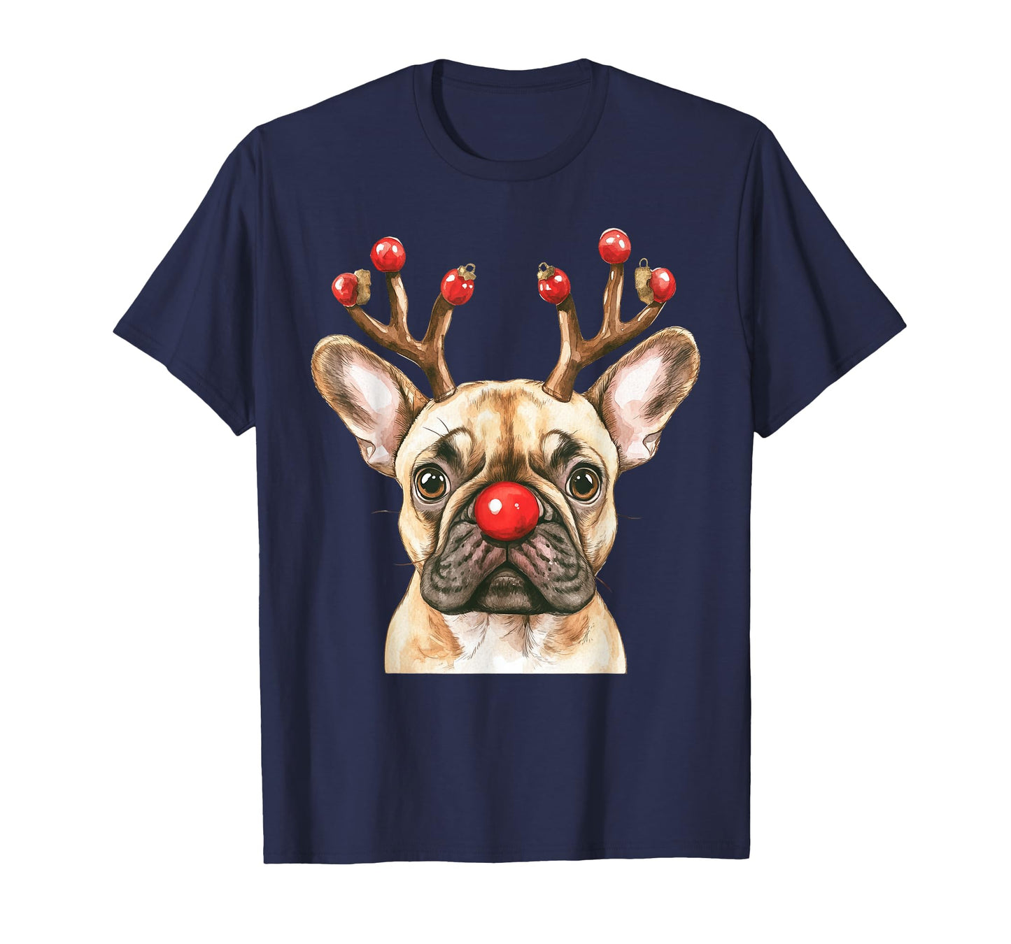 French Bulldog Reindeer Christmas Lights Dog Lover Xmas T-Shirt