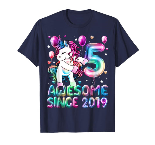 Flossing Unicorn 5 Year Old 5th Birthday Girl Unicorn Party T-Shirt