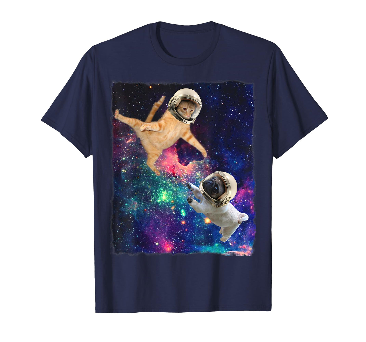 Cute Space Cat vs Space Dog Galaxy Epic Fight In Outer Space T-Shirt