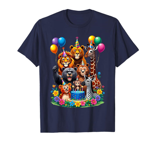 Kids Zoo Animal Birthday Party Outfit Toddler Girl Boy 6-8 T-Shirt