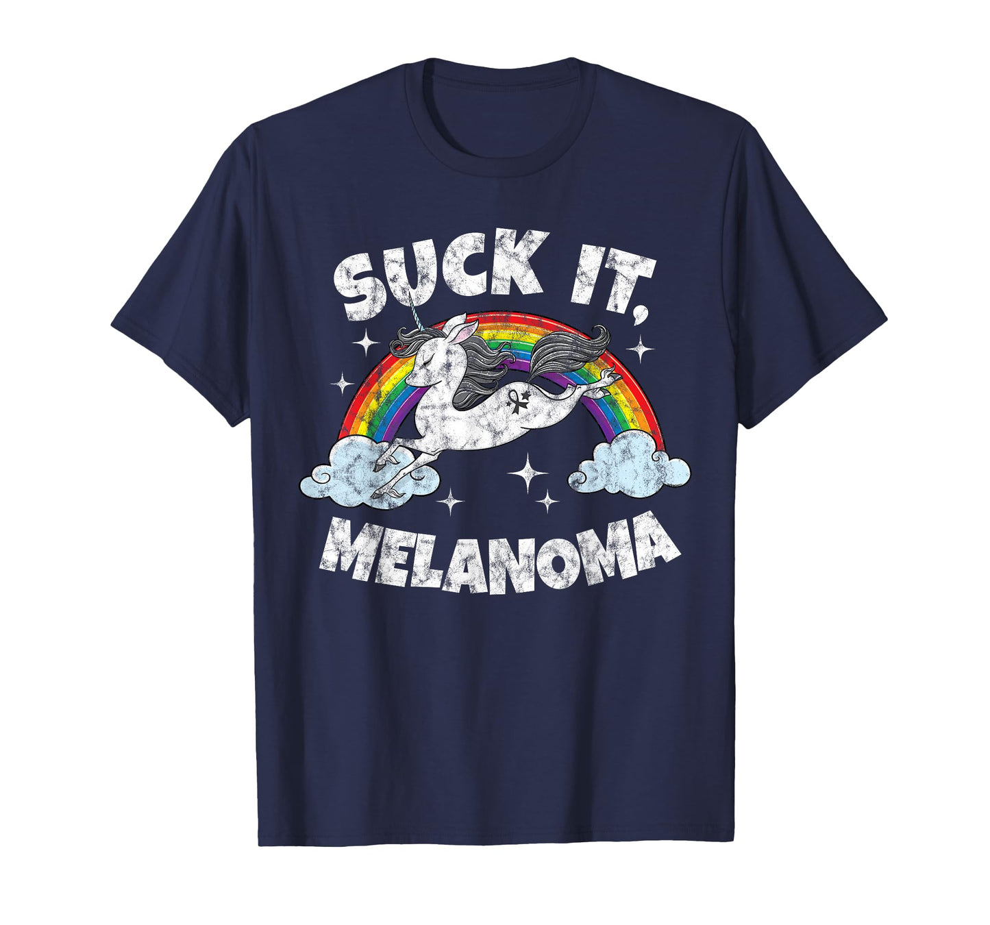 Suck It Melanoma Cancer Funny Quote Unicorn Rainbow T-Shirt