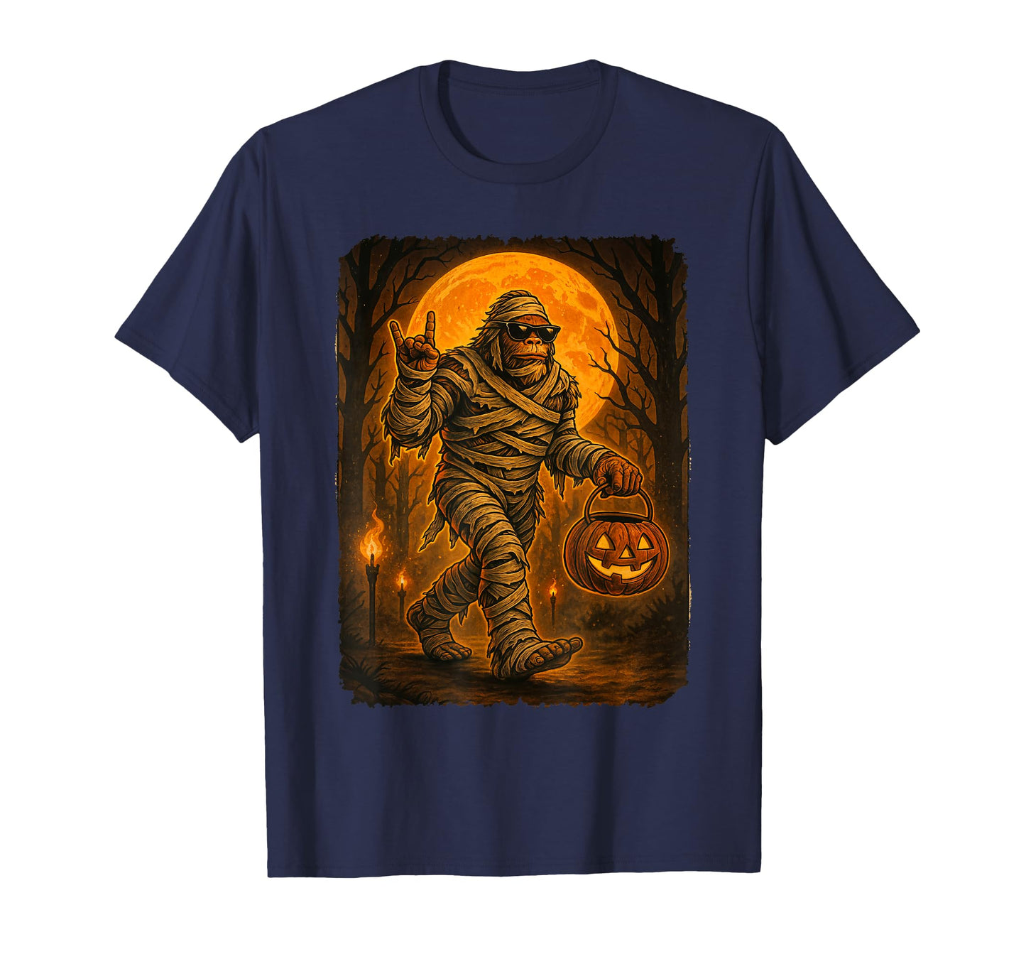 Funny Jack O Lantern Mummy Bigfoot Halloween Costumes Men T-Shirt