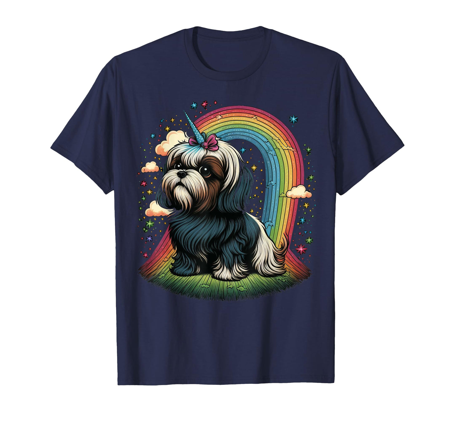 Shih Tzu Unicorn on Rainbow Unicorn Shih Tzu T-Shirt