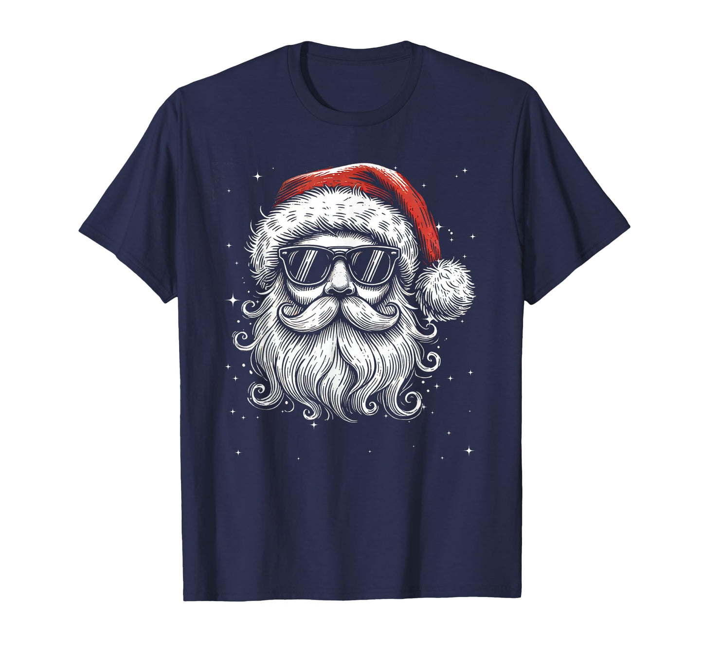 Cool Retro Santa Face Wearing Vintage Sunglasses And Hat T-Shirt