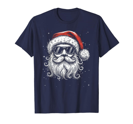Cool Retro Santa Face Wearing Vintage Sunglasses And Hat T-Shirt