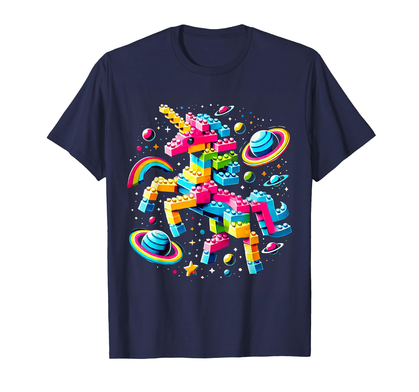 Unicorn Blocks Master Funny Builder Building Blocks Bricks T-Shirt