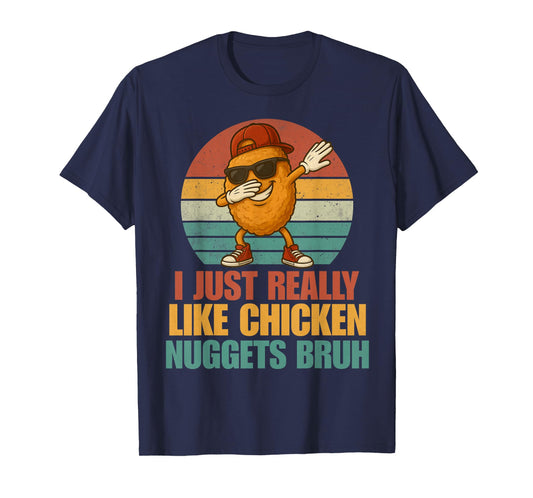 Funny Dabbing Chicken Nugget Bruh Boys Kids Retro Fast Food T-Shirt
