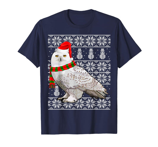Bird Xmas Santa Hat Snowy Owl Ugly Christmas T-Shirt