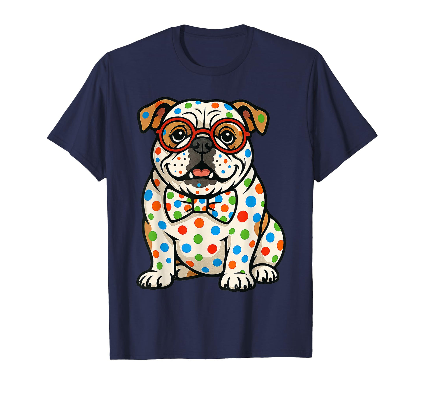 Dot Day Bulldog with Colorful Polka Dots for Kids T-Shirt