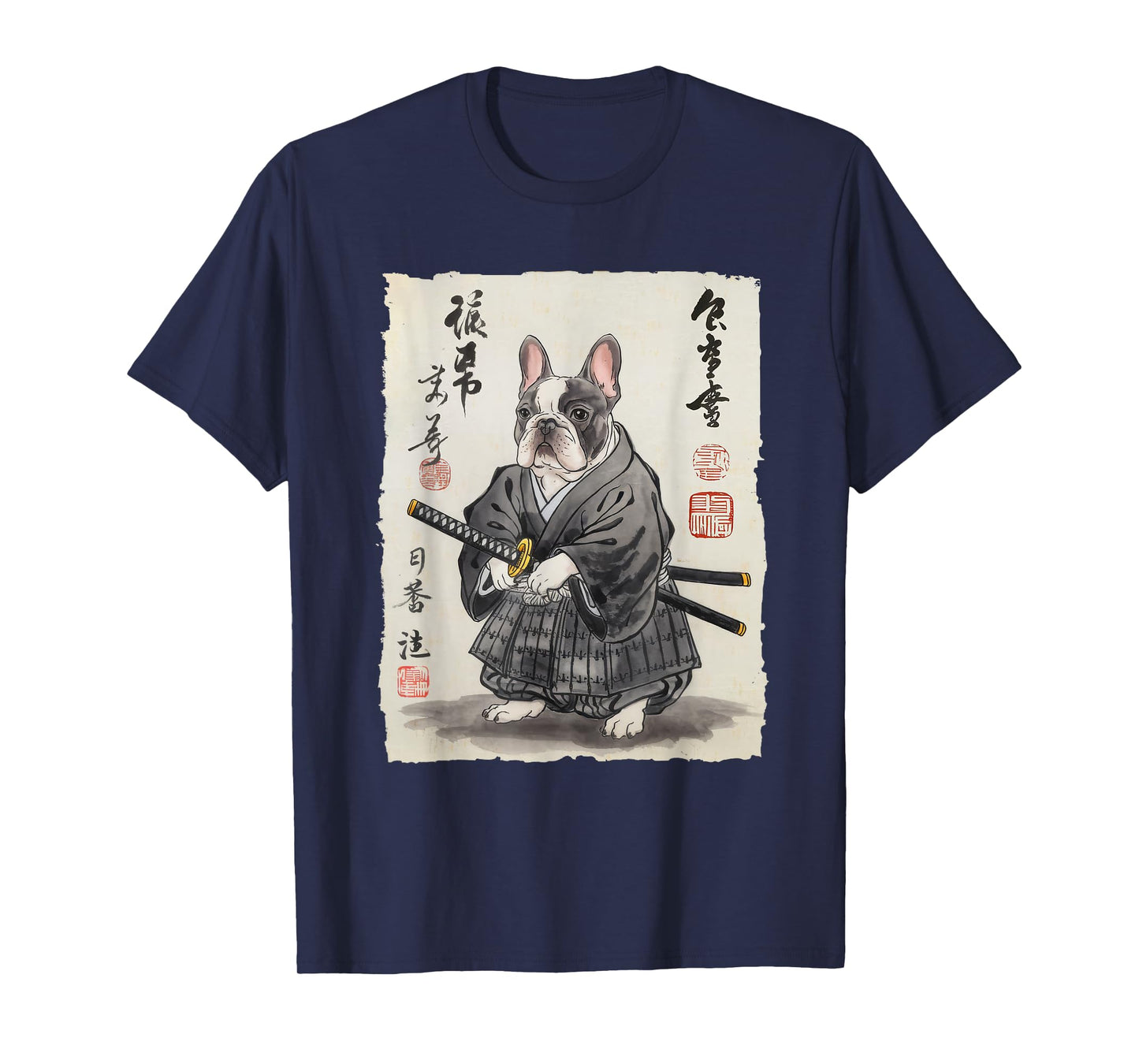 French Bulldog Samurai Japanese Ink Art for Men Women Kids T-Shirt
