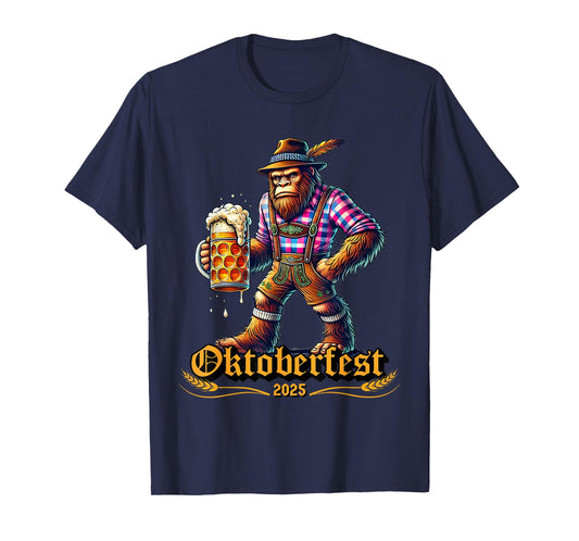 German Bigfoot Sasquatch Lederhose Funny Oktoberfest 2025 T-Shirt