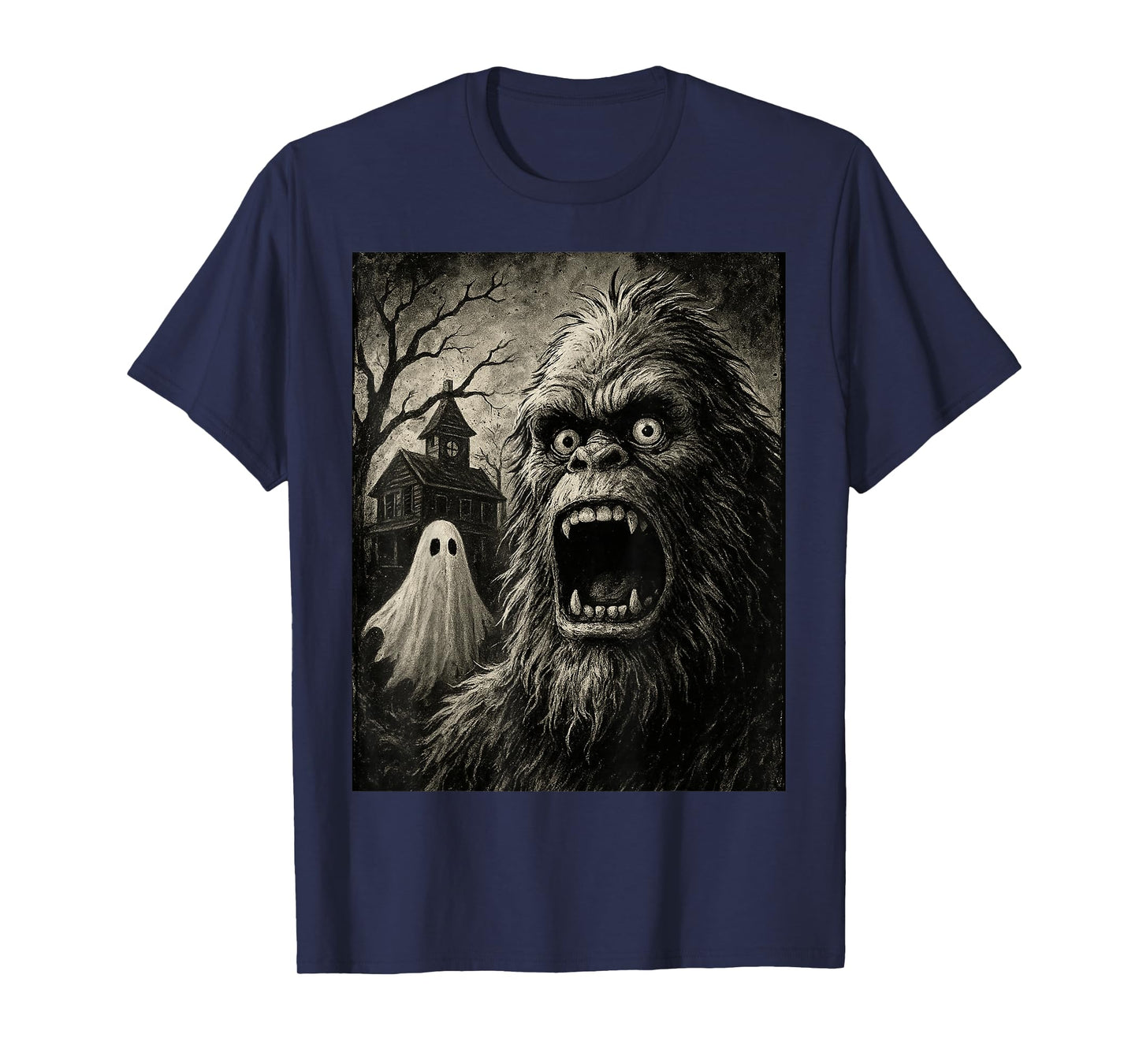 Bigfoot Halloween Funny Sasquatch Ghost Men Boy Kids Bigfoot T-Shirt