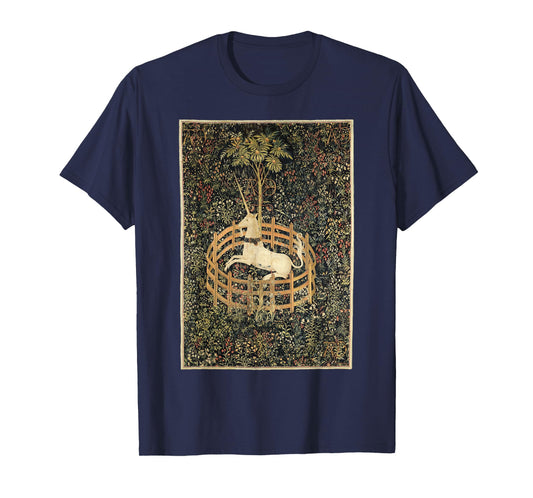Vintage Unicorn In Captivity Medieval Tapestry T-Shirt T-Shirt