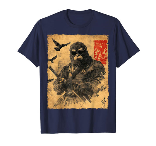Bigfoot Sasquatch Samurai Sunglasses Japanese Warrior Anime T-Shirt
