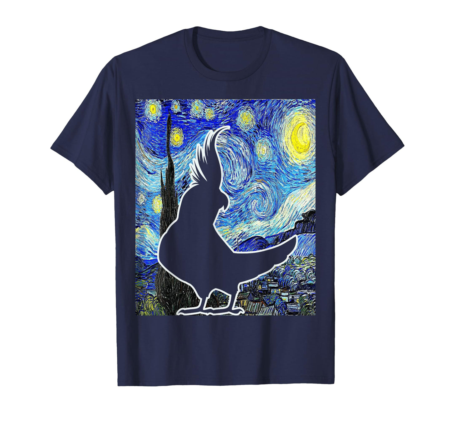 Cockatiel Starry Night Van Gogh Cockatiel Parrot Birding T-Shirt