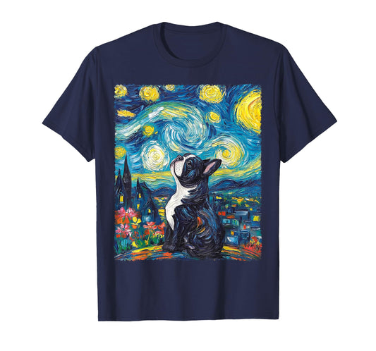 Van Gogh Starry Night French Bulldog T-Shirt