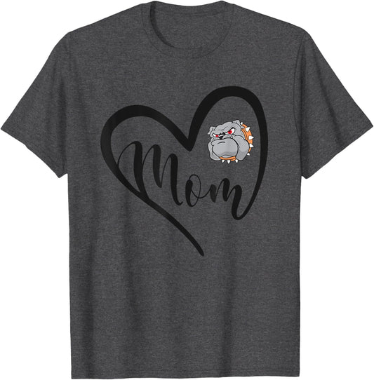 Waterloo Bulldogs Logo Heart Mom HS T-Shirt