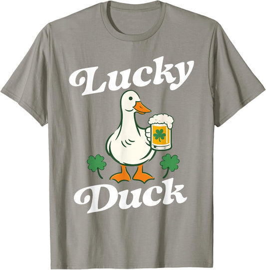 St Patrick's Day Lucky Duck Saint Paddy's Day Irish Beer T-Shirt T-Shirt - T-Shirt | Sand