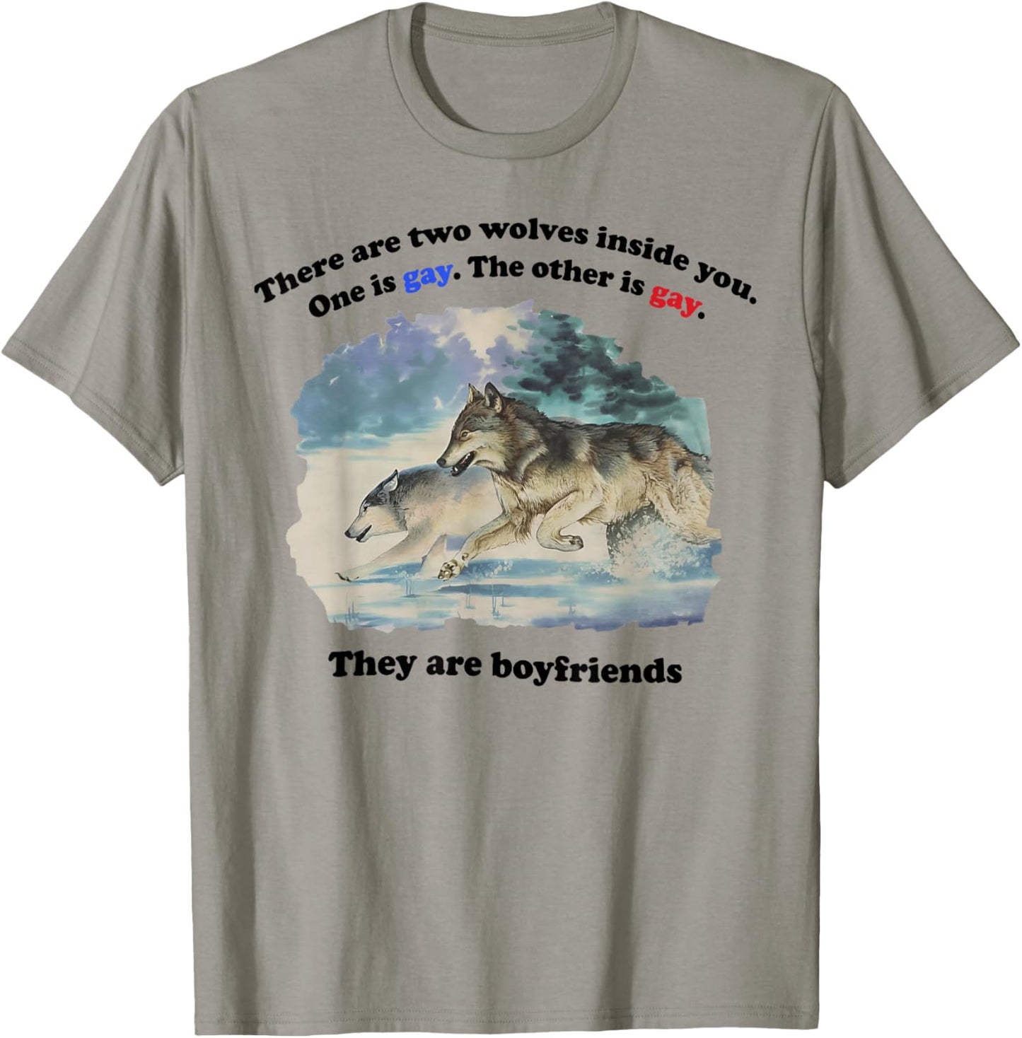 There are Two Wolves Inside You Both are Gay Pride Meme T-Shirt T-Shirt - T-Shirt | Sand
