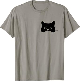 Pocket Black Cat Lover Cat Mom Cat Dad T-Shirt