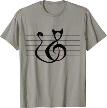 Cat Treble Clef Music and Cat Lover T Shirt Singer Animal T-Shirt