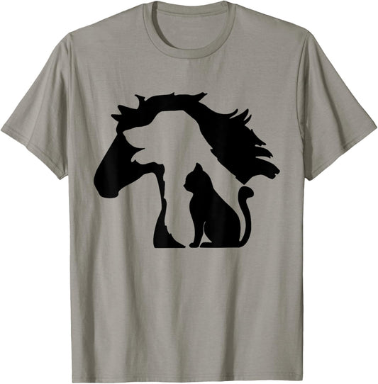 Cute Horse Dog Cat Lover Women Mother's Day T-Shirt