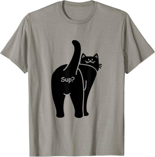 Sup? Hello Hi Cat Lady Butt Minimalist Hi Humor Cat T-Shirt