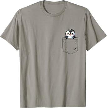 Penguin Lovers Cute Funny Penguin In Pocket T-Shirt, Small, Grey
