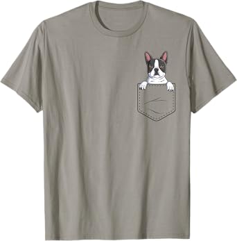Boston Terrier In The Pocket Cute Boston Terrier Dog Lovers Men Women Girls Kids T-Shirt
