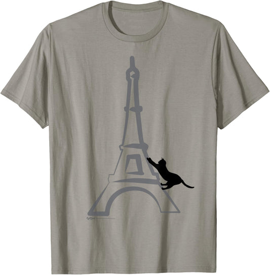 French France Paris Flag Eiffel Tower Cat T Shirt T-Shirt