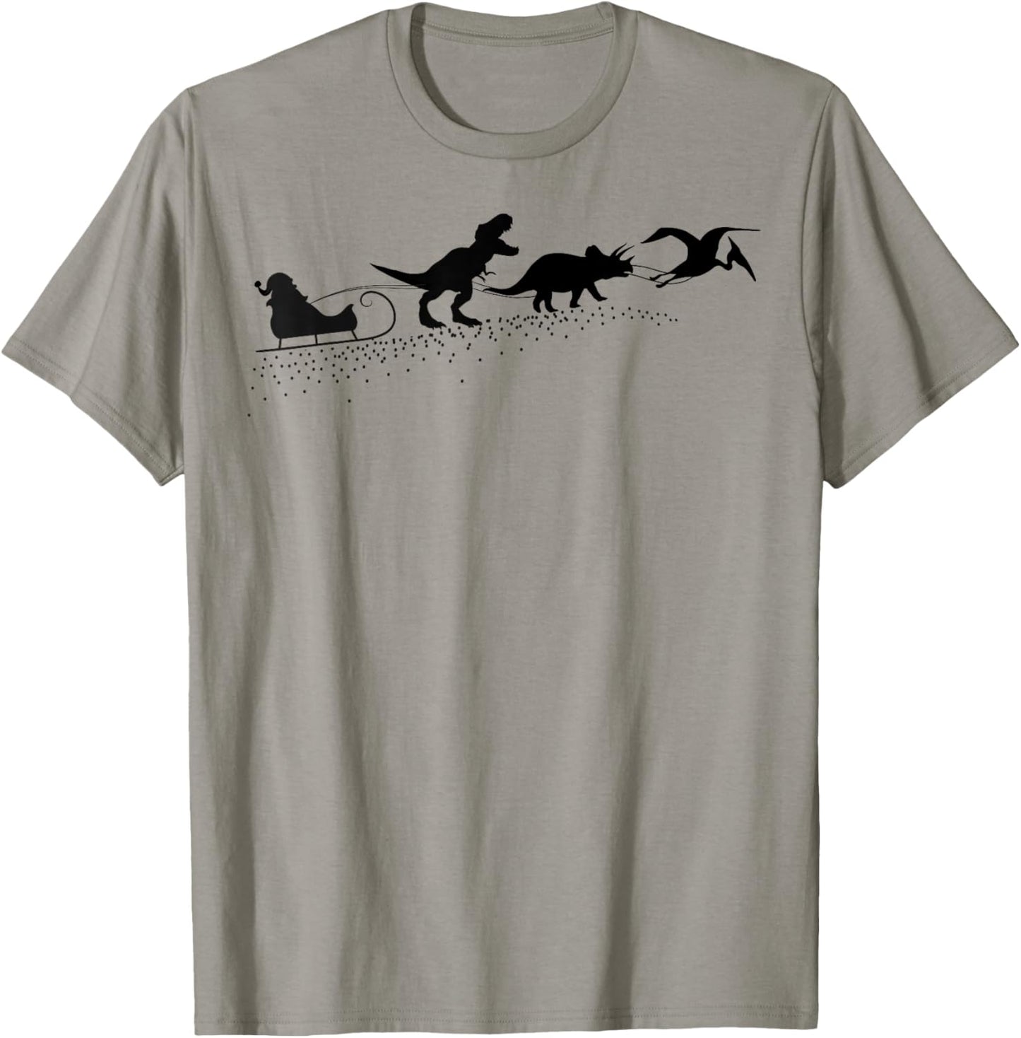 Funny Santa Sleigh Dinosaurs Christmas 2024 T-Shirt