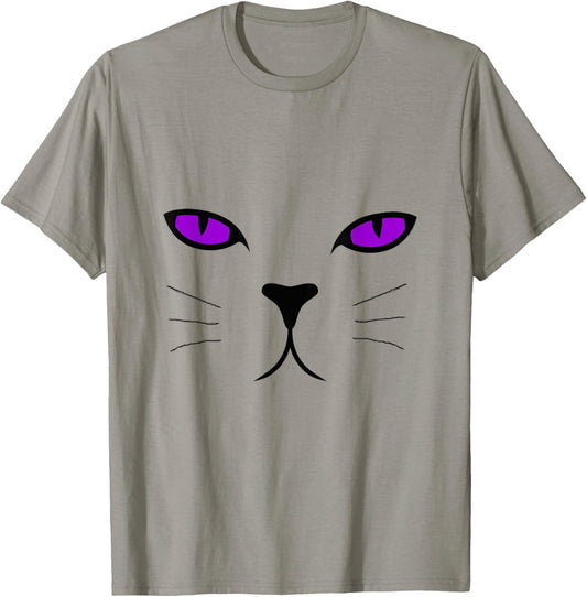 Giant Cat Face Purple Eyes Halloween Costume Shirt