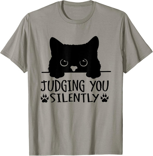 Funny Black Cat Judging You Silently Sarcastic Cat Mom T-Shirt
