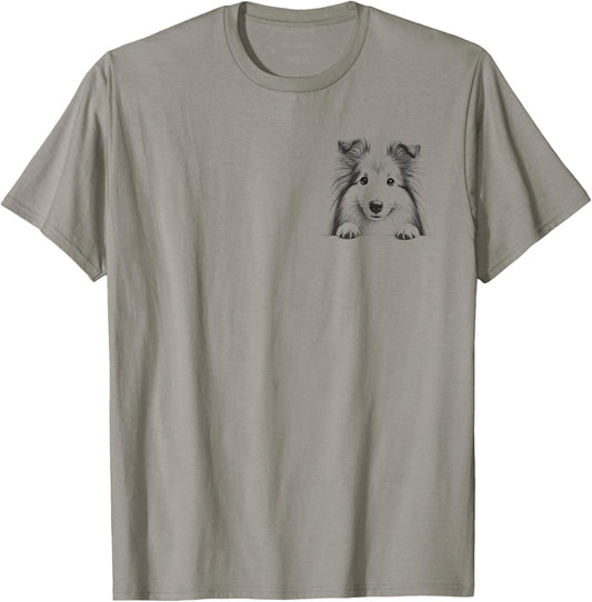Cute Shetland Sheepdog Dog Peeking Sheltie Design T-Shirt