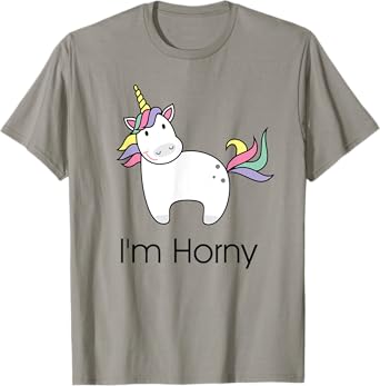Funny Unicorn I'm Horny Adult T-Shirt Gift For Him and Her T-Shirt
