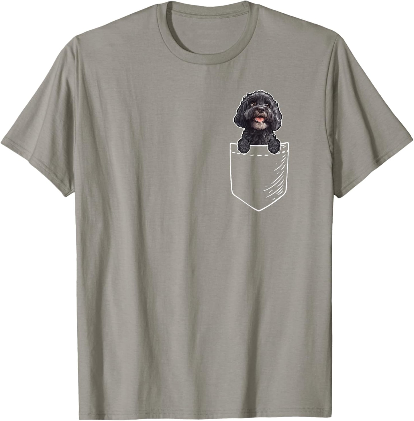 Cute Illustration Pocket Black Cockapoo Lover T-Shirt