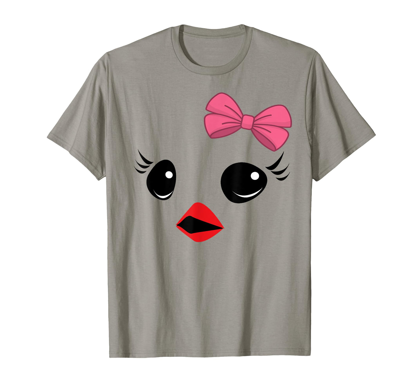 Easter Baby Chick Chicken Face Shirt Pink Bow Girls Women T-Shirt