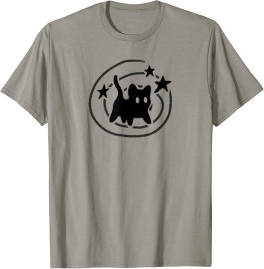 Y2K 90s Scary Cat Tomcat is Scared under Starry Tail T-Shirt