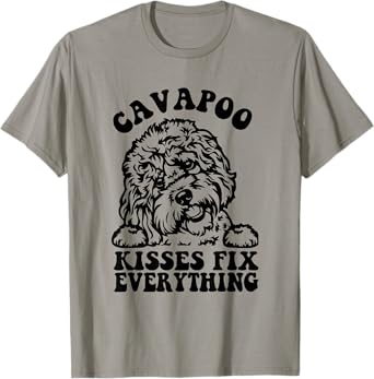 Cavapoo Kisses Fix Everything - Cavapoo Dog Mom Mother's Day T-Shirt for Men Women Girls Kids