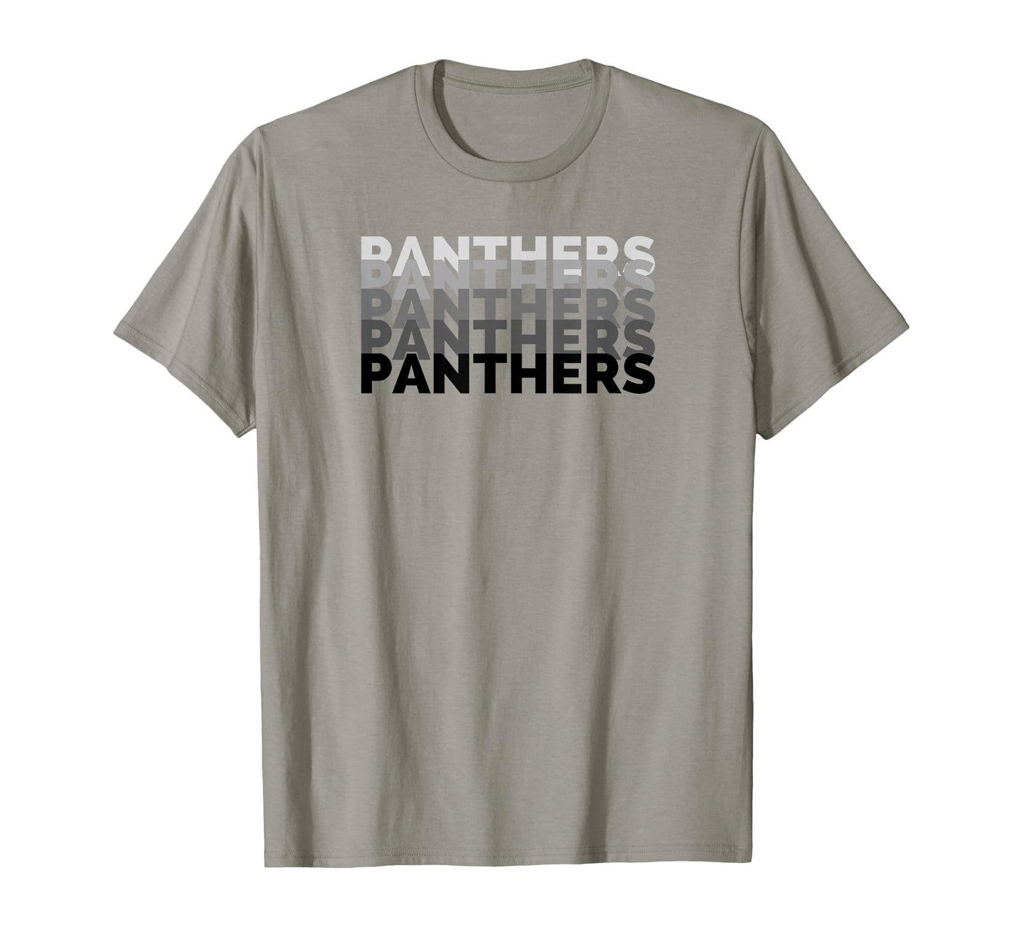 Panther Repeated Black Gray Text High School Spirit Fan Wear T-Shirt