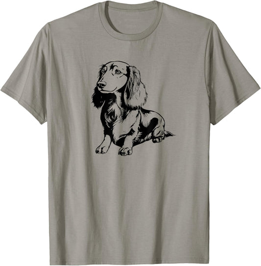 Retro Vintage Logo Long Haired Dachshund Lover T-Shirt