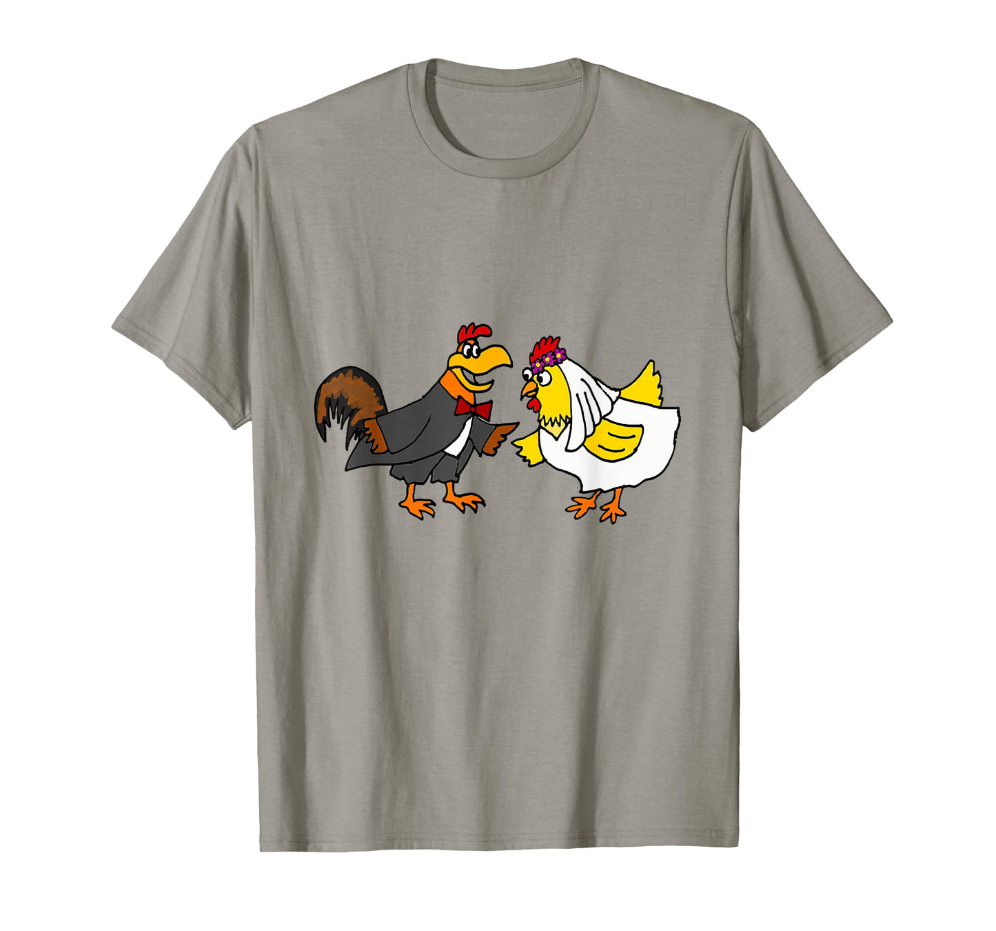 Smilenowtees Funny Rooster and Hen Chicken Wedding T-shirt T-Shirt