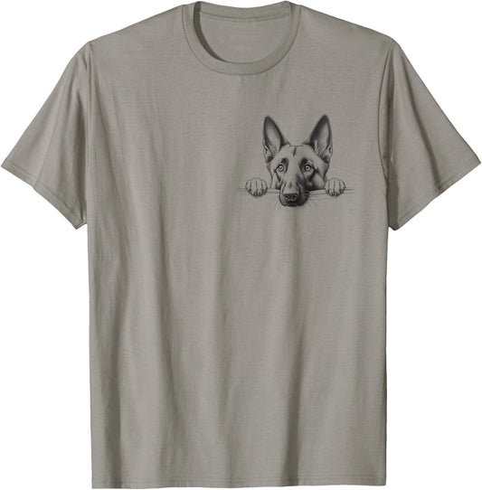 Cute Belgian Malinois Peeking Design for Dog Owner T-shirt