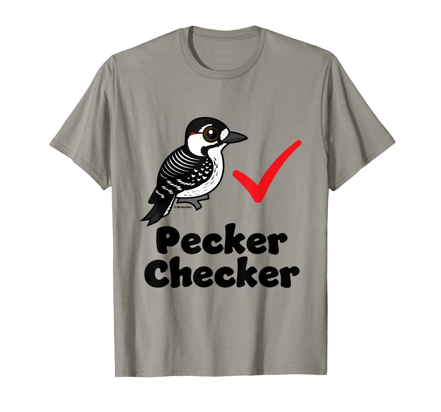 Cute Cartoon Red-cockaded Woodpecker Checker Funny Birder T-Shirt