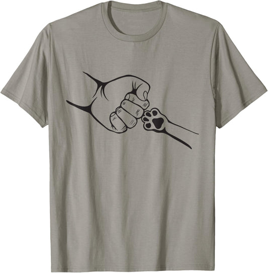 Cute Dog and Human Fist Bump, Funny Dog Owner T-Shirt