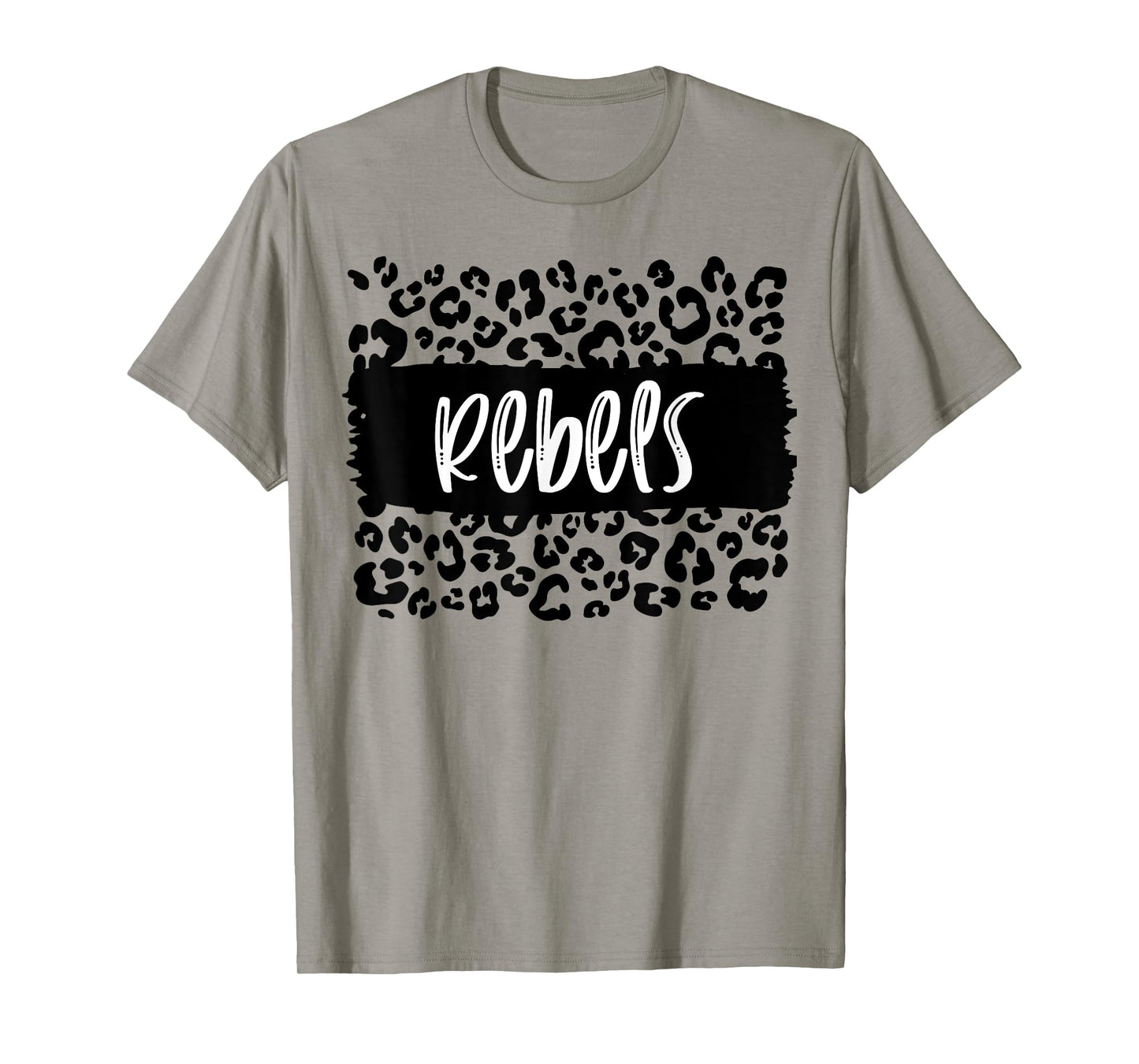 Rebels Team Mascot School Spirit Game Night Leopard Print T-Shirt
