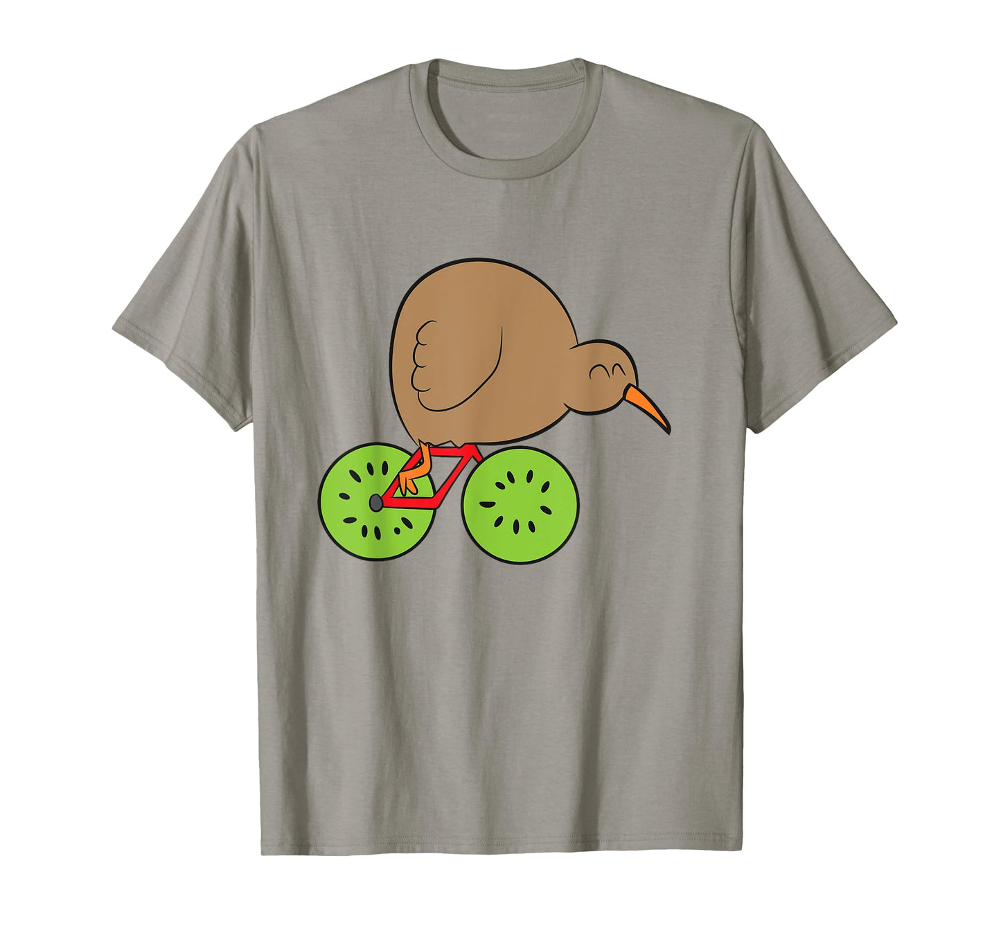 Funny Kiwi Fruit And Kiwi Bird New Zealand Cycling Kiwi Bird T-Shirt