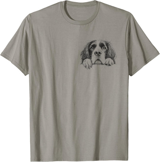 Cute English Springer Spaniel Peeking Dog Owner Design T-Shirt