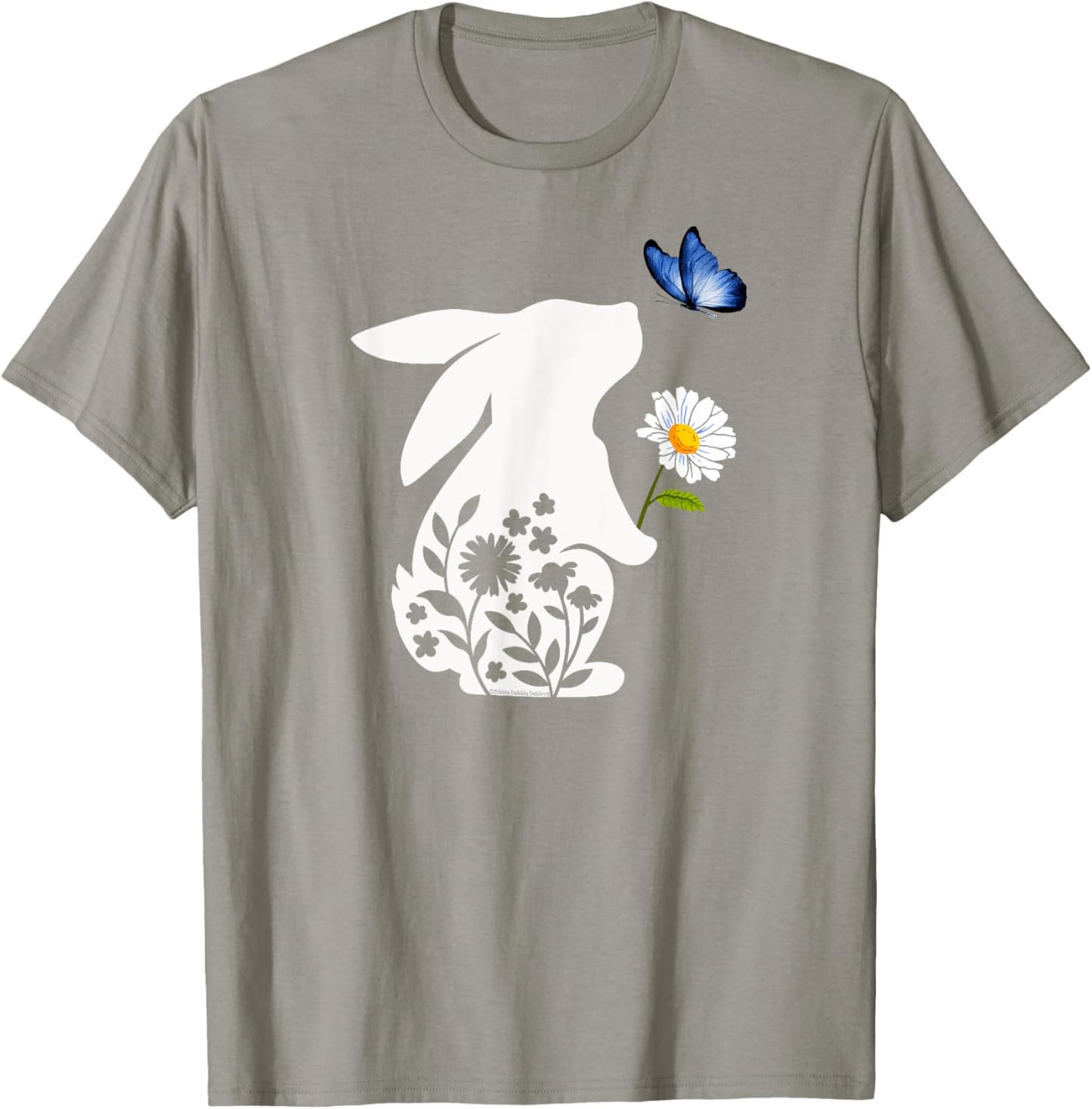 Sweet Bunny Rabbit Holding Daisy with Butterfly Easter T-Shirt